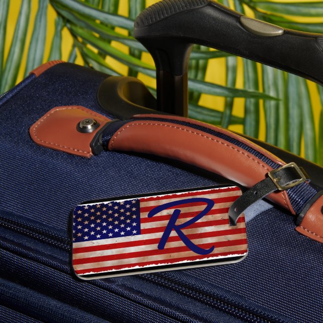 American Flag Monogram Luggage Tag (Front Insitu 3)