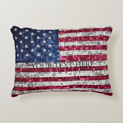 American Flag Mosaic  Accent Pillow