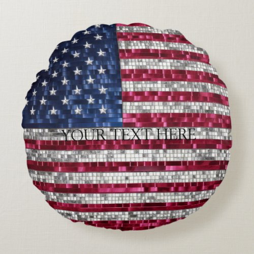 American Flag Mosaic  Round Pillow