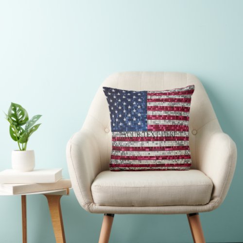 American Flag Mosaic  Throw Pillow