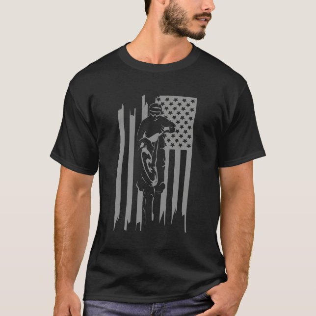 American Flag Motocross Motocross Dirt Bike T-Shirt (Front)