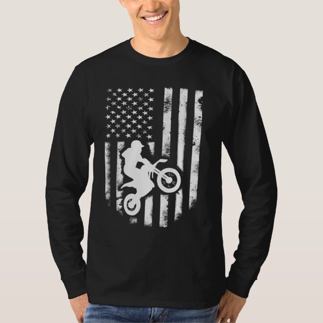 American Flag Motorcross Braap Dirt Bike Off Road  T-Shirt (Front)