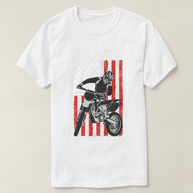 American Flag Motorcross Braap MERICA Dirt Bike 4t T-Shirt (Design Front)