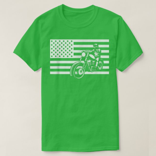 American Flag Motorcycle Apparel - Biker Motorcycl T-Shirt (Design Front)