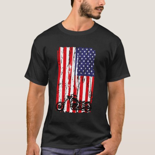 American Flag Motorcycle Biker Riding Motocross T_Shirt