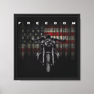American Flag Motorcycle Freedom Canvas Print