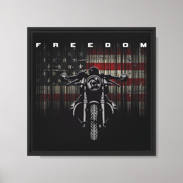 American Flag Motorcycle Freedom Canvas Print (Front)