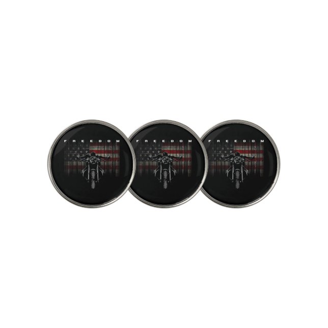 American Flag Motorcycle Freedom Golf Ball Marker (3 Up)