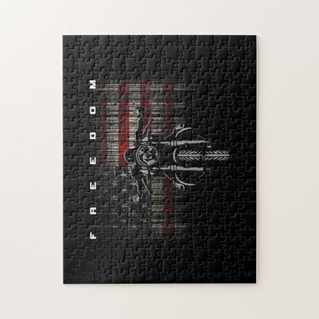 American Flag Motorcycle Freedom Jigsaw Puzzle (Vertical)