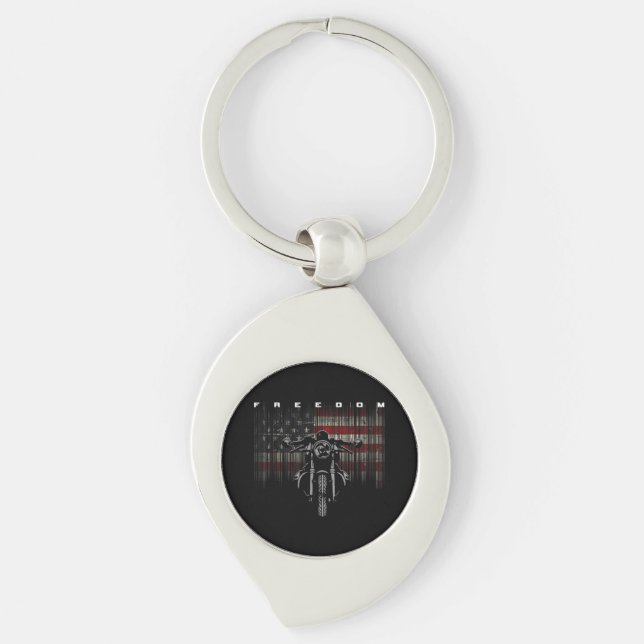 American Flag Motorcycle Freedom Keychain (Front)