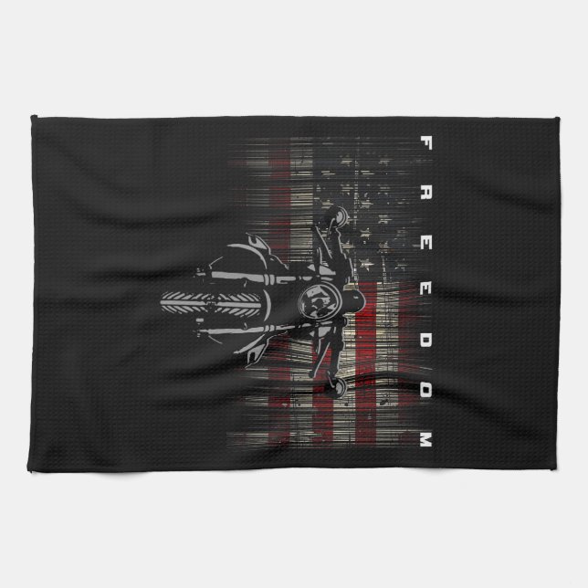 American Flag Motorcycle Freedom Kitchen Towel (Horizontal)
