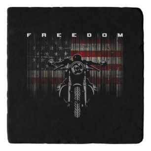 American Flag Motorcycle Freedom Trivet