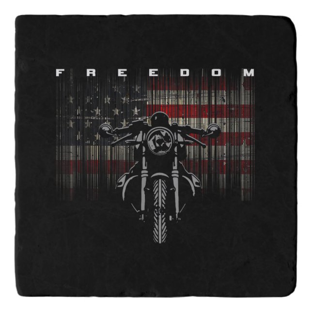American Flag Motorcycle Freedom Trivet (Front)