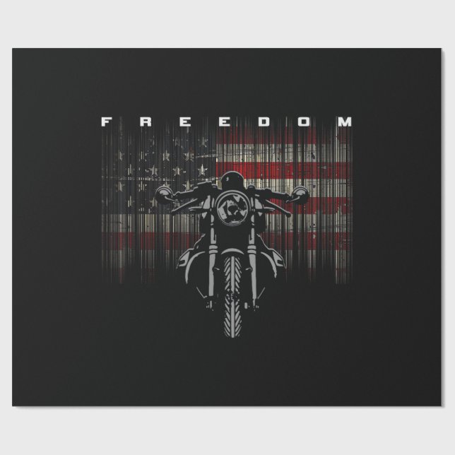 American Flag Motorcycle Freedom Wrapping Paper (Flat)
