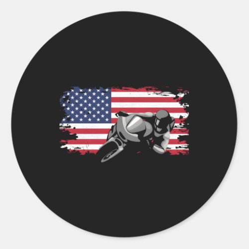 American Flag Motorcycle Motorcycle Classic Round Sticker