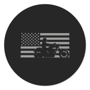 American Flag Motorcycle Motorcycle Classic Round Sticker
