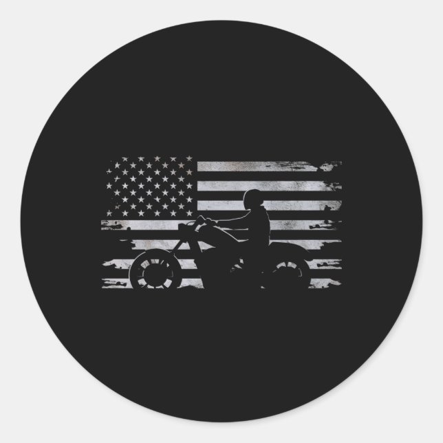 American Flag Motorcycle Motorcycle Classic Round Sticker (Front)