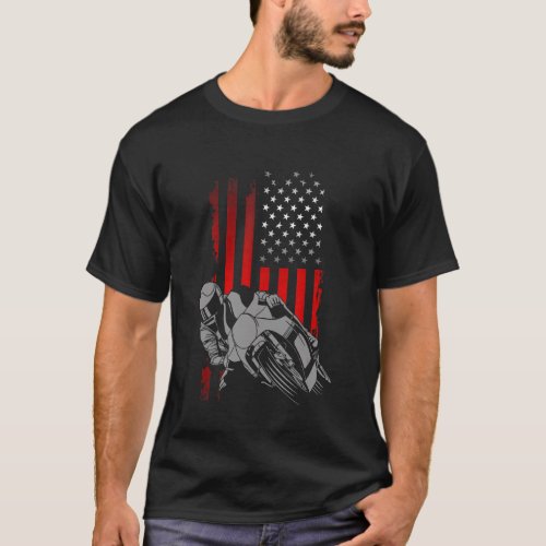 American Flag Motorcycle T_Shirt