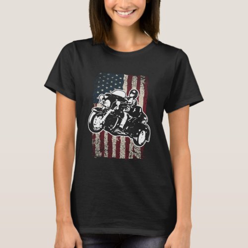 American Flag Motorcycle Trike Rider T_Shirt
