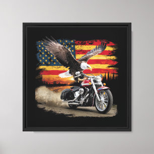 American Flag Motorcycle Tshirt USA Flag Biker Ret Canvas Print