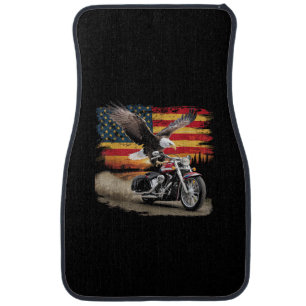 American Flag Motorcycle Tshirt USA Flag Biker Ret Car Floor Mat