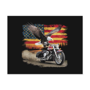 American Flag Motorcycle Tshirt USA Flag Biker Ret Enclosure Card