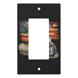 American Flag Motorcycle Tshirt USA Flag Biker Ret Light Switch Cover