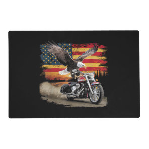 American Flag Motorcycle Tshirt USA Flag Biker Ret Placemat