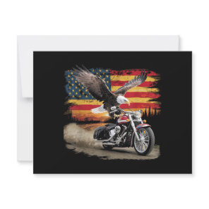 American Flag Motorcycle Tshirt USA Flag Biker Ret Thank You Card