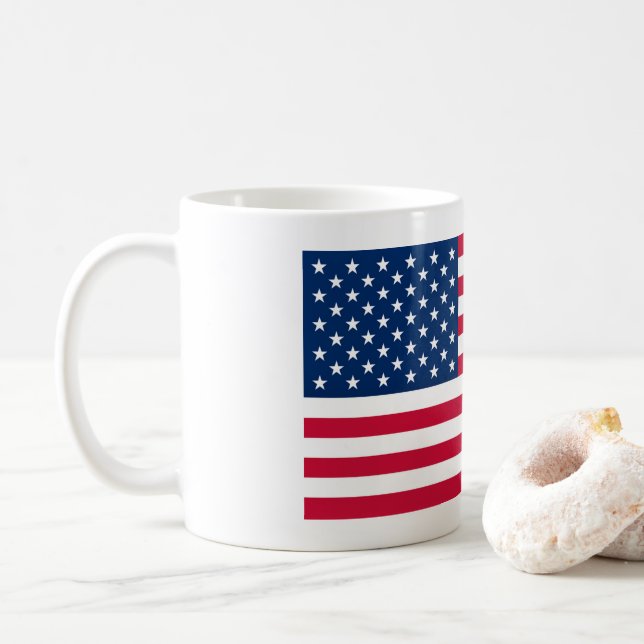American Flag Mug Patriotic USA (With Donut)
