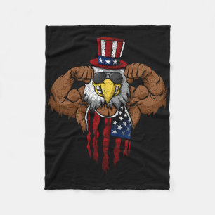 American Flag Muscular Squat Dabbing Flexing Uncle Fleece Blanket