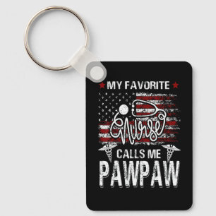 American Flag My Favorite Nurse Calls Me Pawpaw Fa Keychain