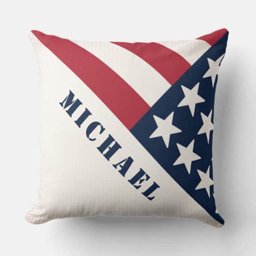 American Flag Name Red White Blue Throw Pillow