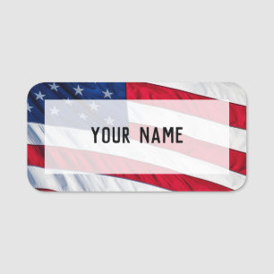 American Flag Name Tag