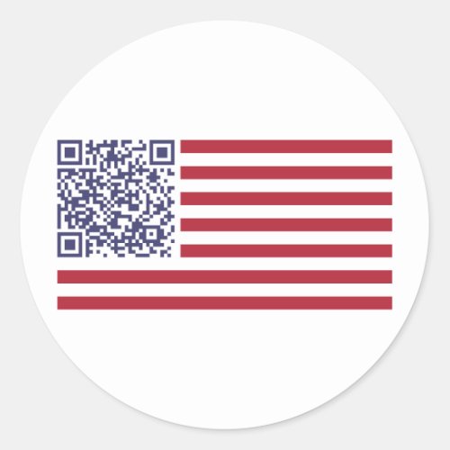 American Flag National Anthem QR Code Classic Round Sticker