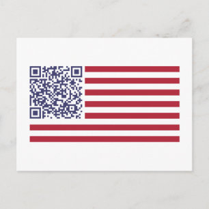 American Flag National Anthem QR Code Postcard
