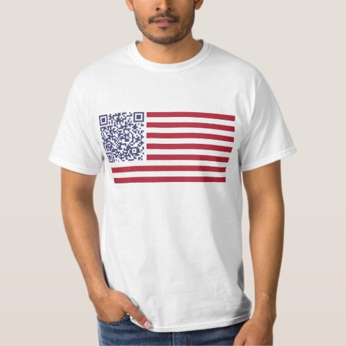 American Flag National Anthem QR Code T_Shirt