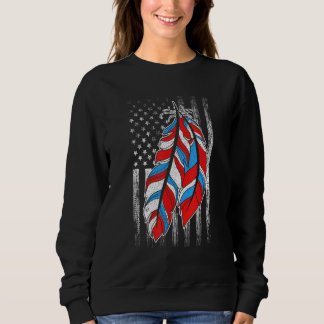 American Flag  Native Feather Pride Month Indigeno Sweatshirt