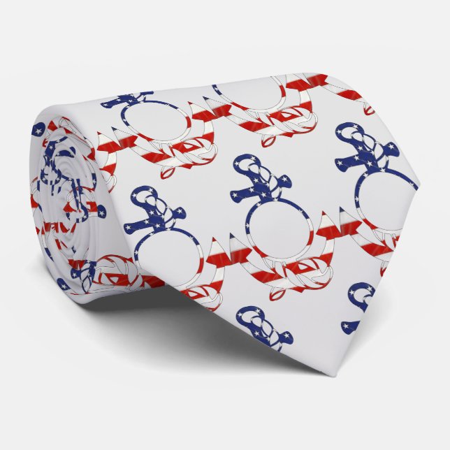 American Flag Nautical Anchor Neck Tie (Rolled)