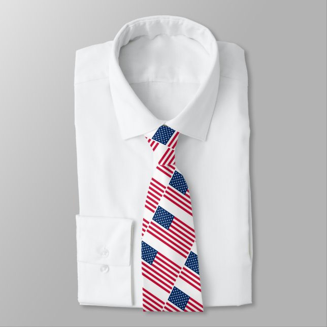 American Flag Neck Tie - Patriotic (Tied)
