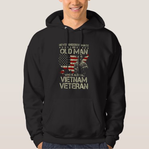 American Flag Never Underestimate An Old Man Vietn Hoodie