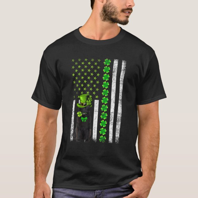 American Flag Newfoundland Dog St Patricks Day T-Shirt (Front)