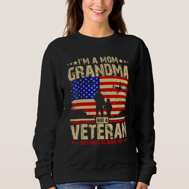American Flag Nothing Scares A Mom Grandma And A V Sweatshirt (Front)