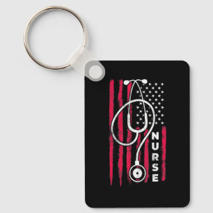 American Flag Nurse 4th Of July American Flag Love Keychain
