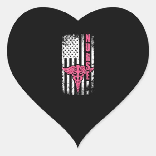 American Flag Nurse    Heart Sticker