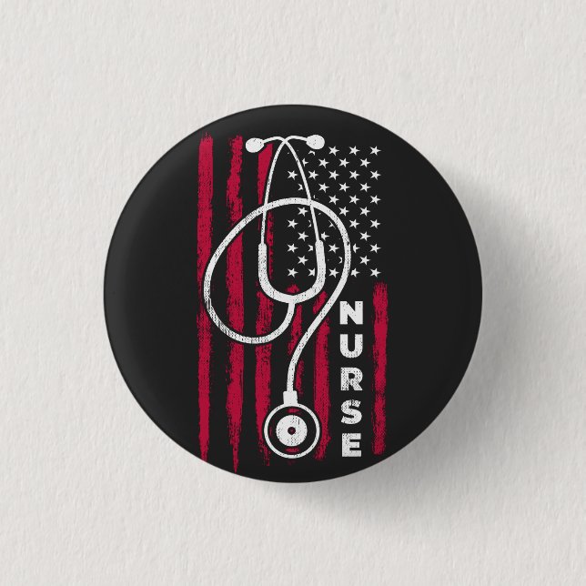 American Flag Nurse, Nurse    Button (Front)
