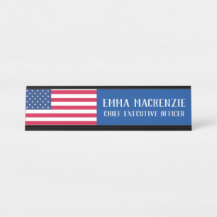American Flag Office Desk Name Plate