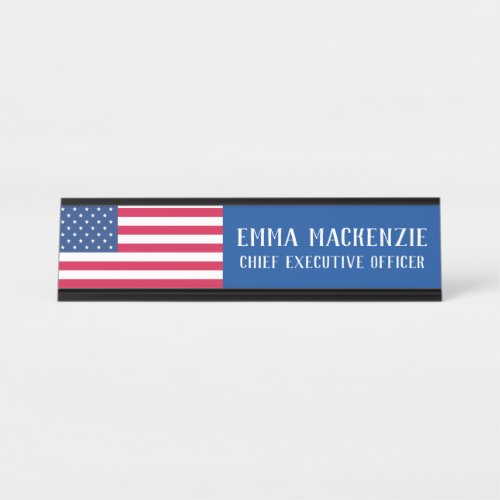 American Flag Office Desk Name Plate