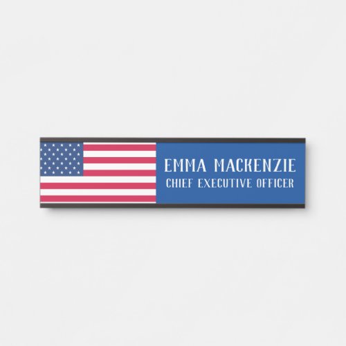 American Flag Office Door Sign Name Plate