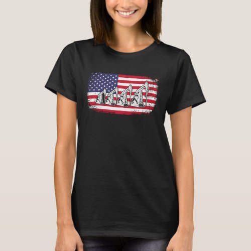 American Flag Oil Rig Drilling Roughnecks Oilfield T_Shirt